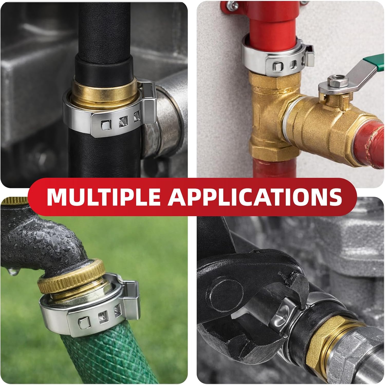 250PCS Single Ear Hose Clamp Kit With storage box, Stepless Adjustable Cinch Clamps with Pincer Tool for Automotive, Plumbing, Home Appliance Line