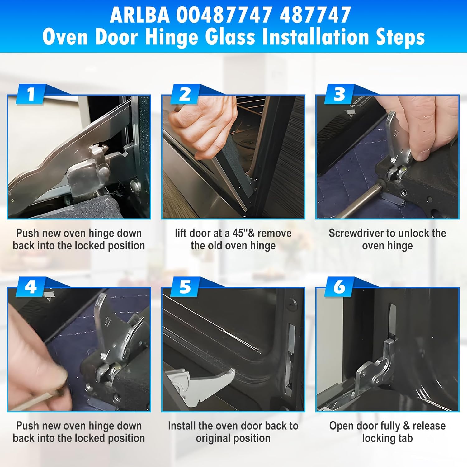 2 Pack Upgraded 00487747 487747 Oven Door Hinge Compatible with Thermador Bosch Range/Stove/Oven Hinge Replacement Parts,Replaces 1028641 AP2837518 EAP8721436 PS8721436 14-38-045-02 Range Oven Door