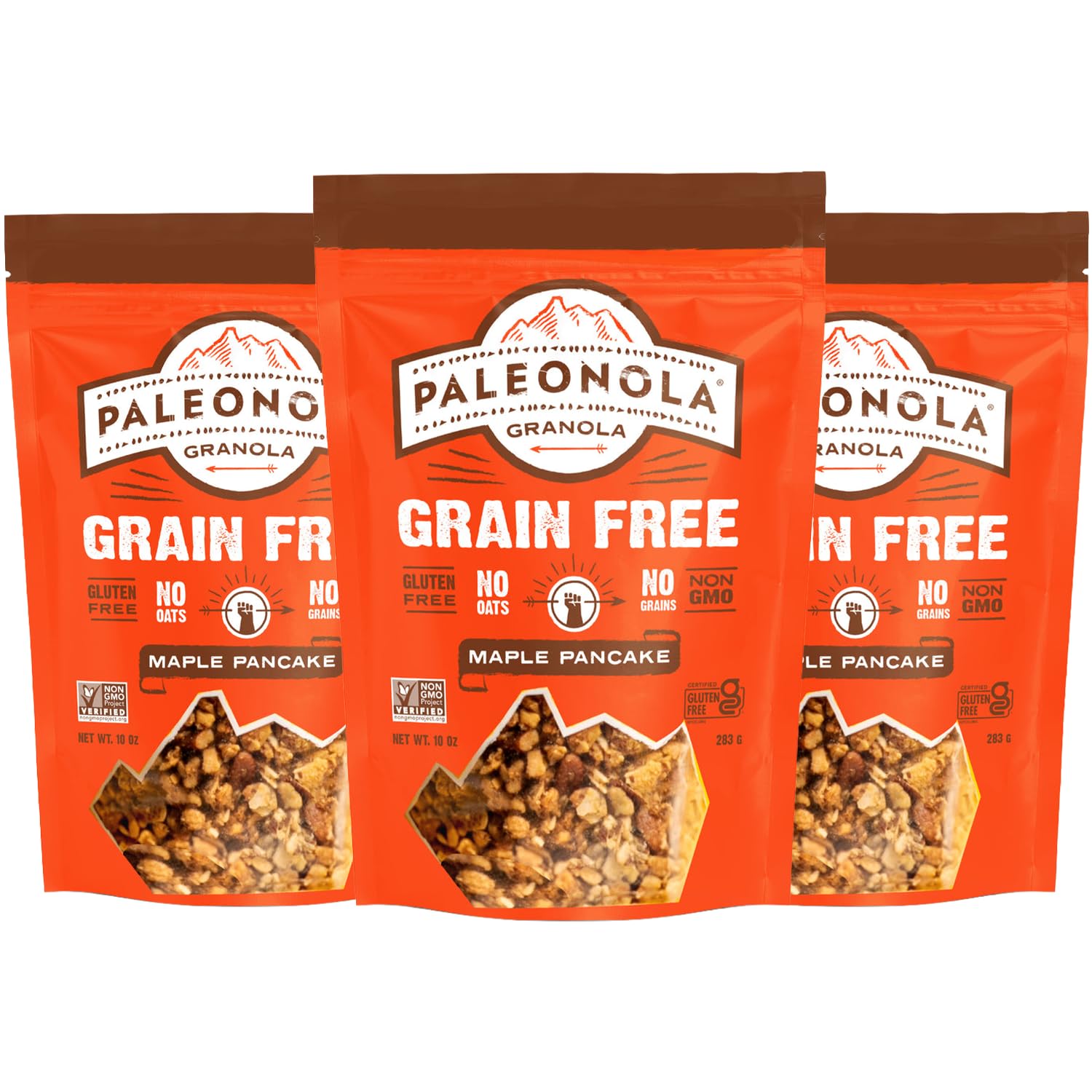 Paleonola Maple Pancake Grain Free Granola, 10 Oz Resealable Bag (Pack of 3) - Grainless Paleo Granola Blended w/Organic Maple Syrup, Almonds, Pepitas, Pecans, & Vanilla Extract - Gluten & Dairy Free