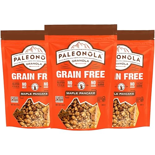Miniatura 10 de Paleonola Granola original sin granos, bolsa resellable de 10 onzas (paquete de 3) – Granola paleo de proteína sin grano mezclada con coco seco