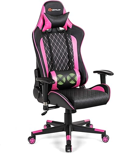 Miniatura 15 de POWERSTONE Silla de juegos, reclinable para juegos con reposabrazos ajustable, almohada lumbar de masaje, cojín ancho, silla ergonómica para Negro