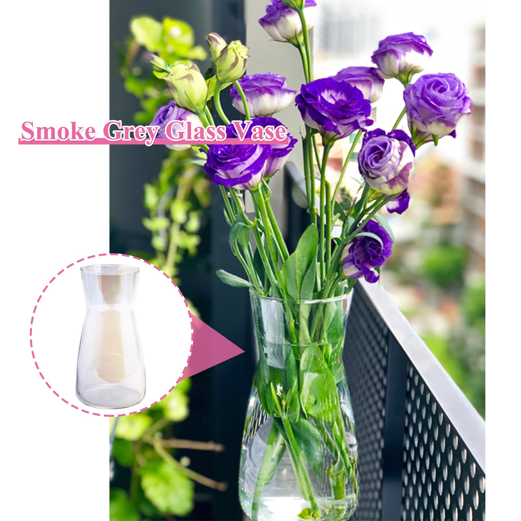 DRERIO Grand Vase en Verre Transparent 22 cm - Vase Décoratif Moderne