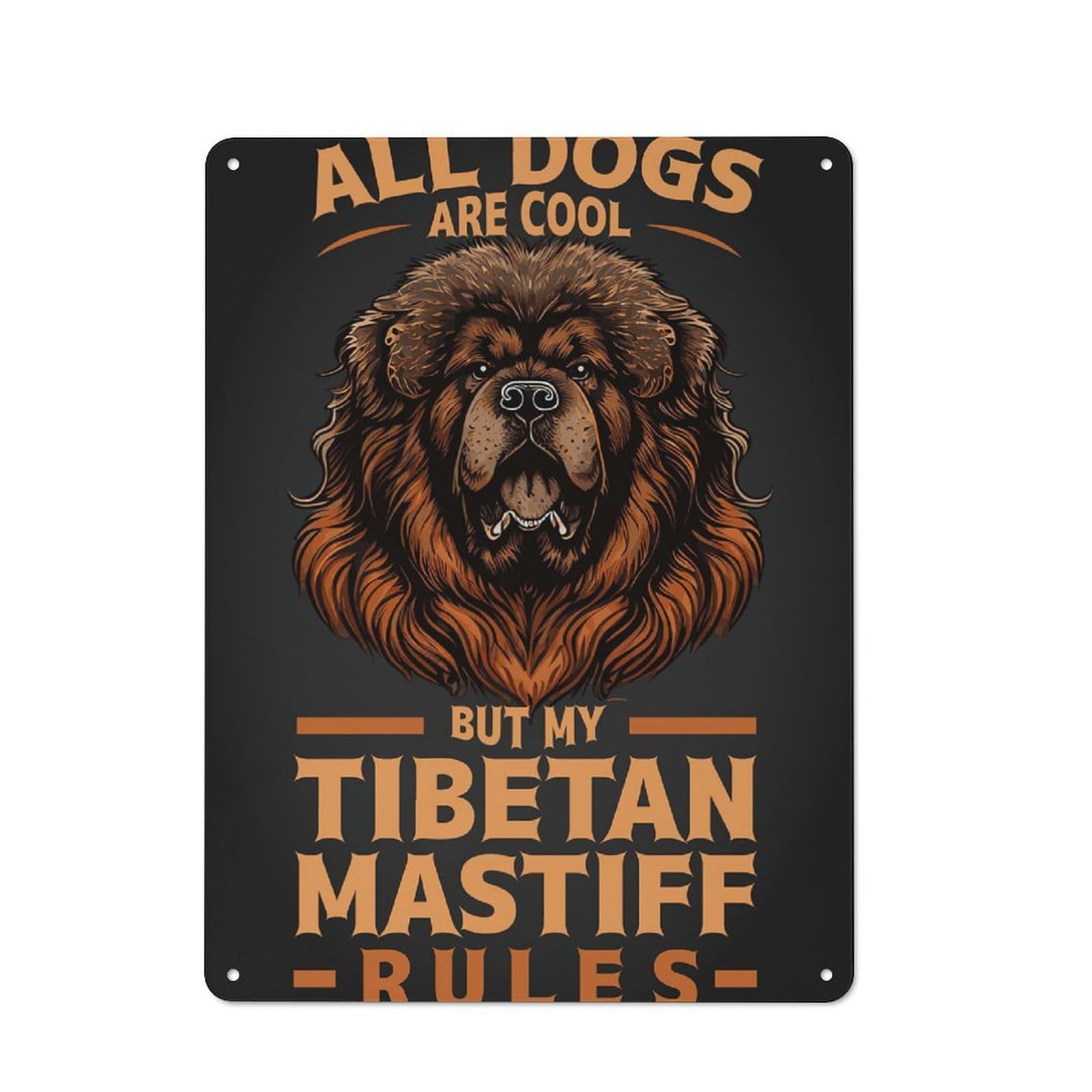 Junmoney Style-1 Industrial Tin Wall Sign 40X30cm Featuring Tibetan Mastiff Quote, Urban Room Decor For Workspace, Cafe, Hallway Or Garage