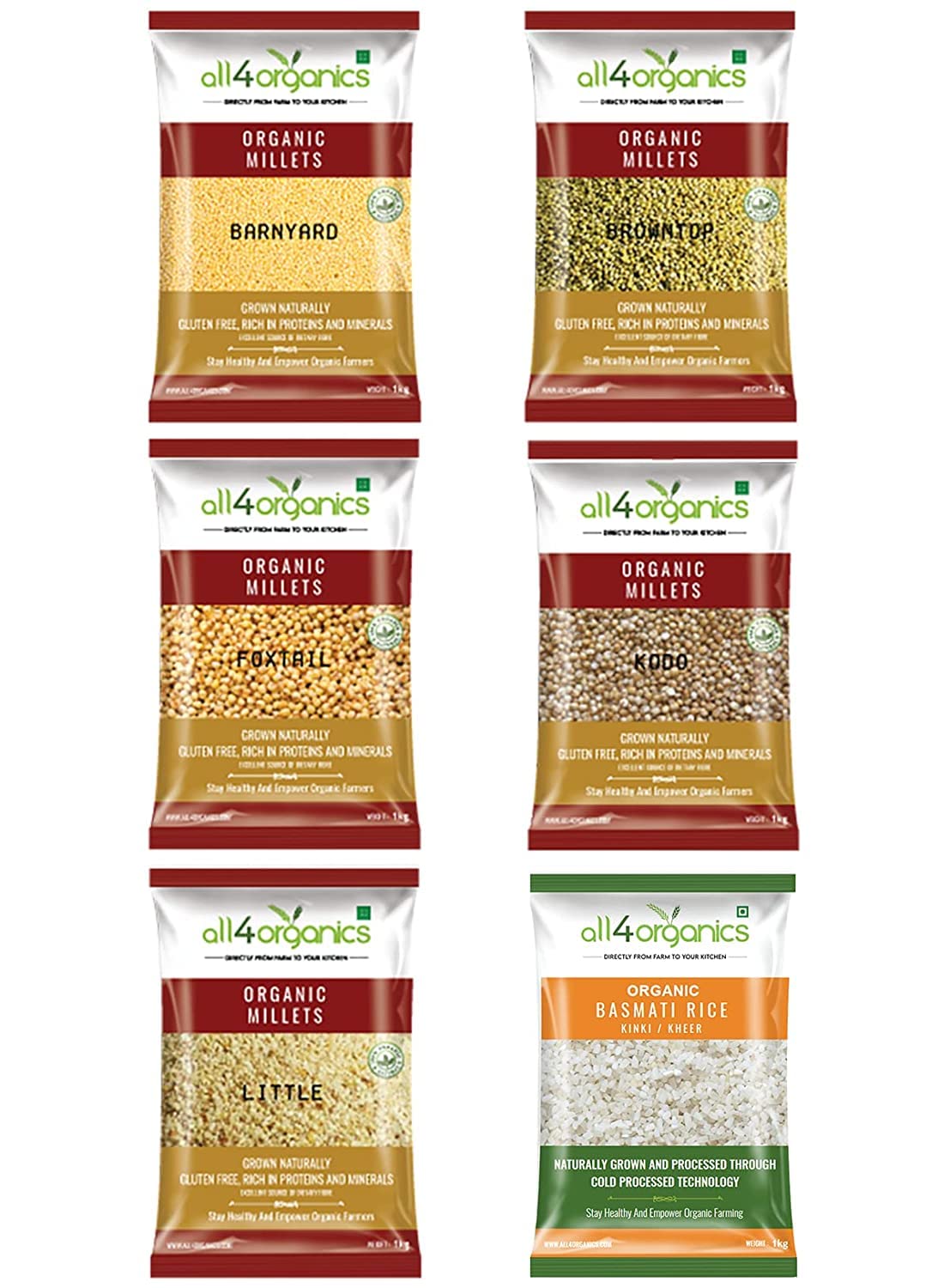 Buy all4s 100 Millets combo with 1 kg Broken Basmati Rice free (1 kg