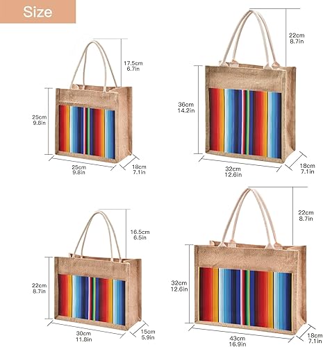 Miniatura 2 de Eionryn Cinco De Mayo Stripes Yute Tote Bag Mexican Day Of The Dead