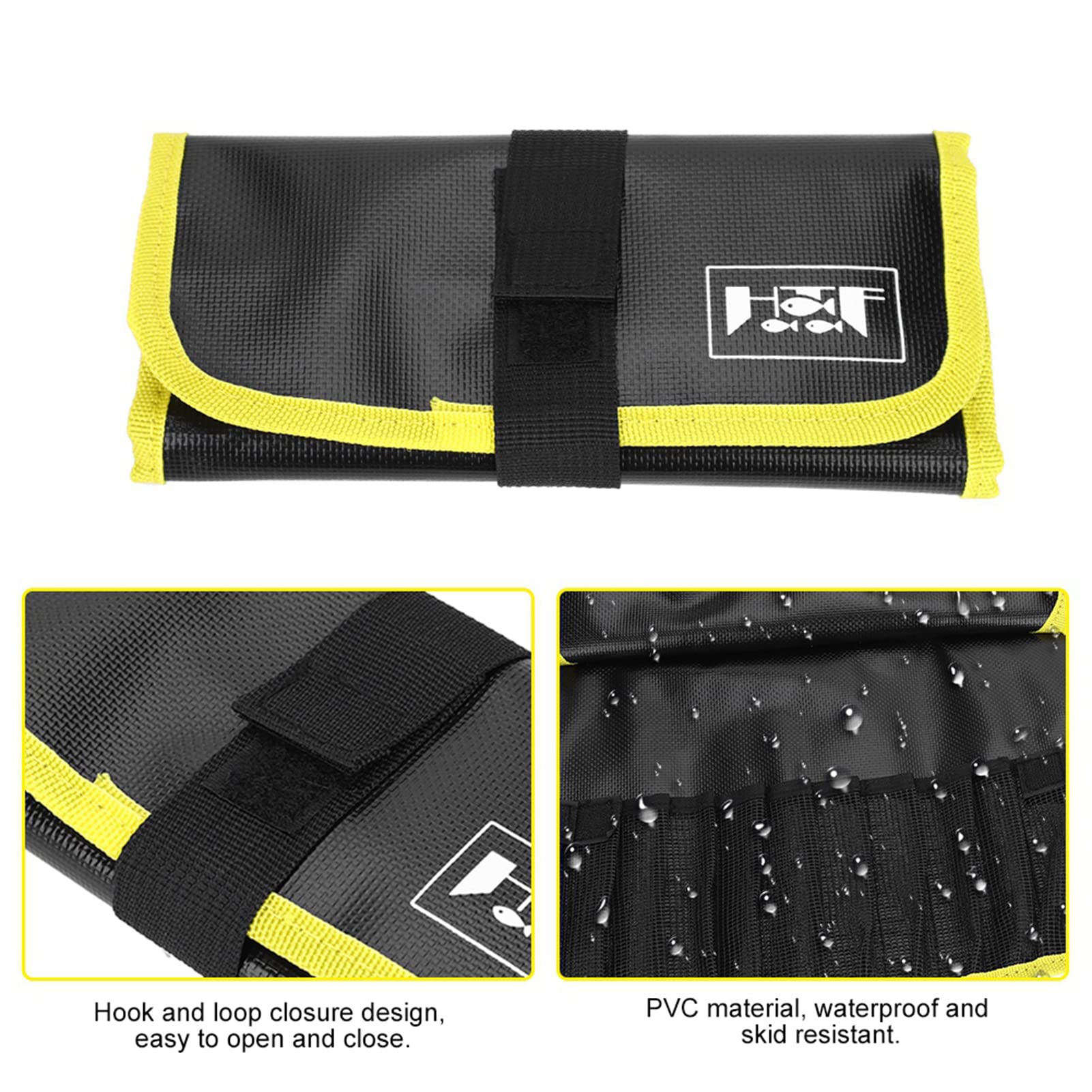 Jig Bag, Borsa per esche da pesca Accessorio per la conservazione esche morbide Borsa per attrezzi pesca impermeabile con 12 partizioni esche artificiali barche Acqua salata Appassionati(giallo)