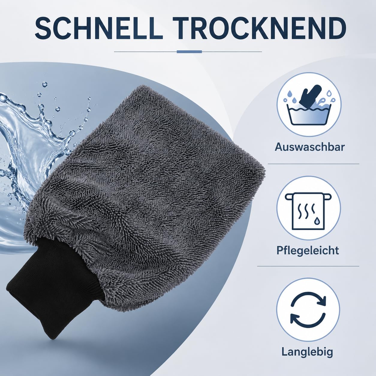 AONEGOLD Schrubbi Reinigungshandschuhe Mikrofaser, Waschhandschuhe für Auto, Haushalt, Küche & Bad, weiche Reinigungshandschuhe mit hoher Wasseraufnahme, geeignet für Lack, Glas und Fliesen (3 Stück)