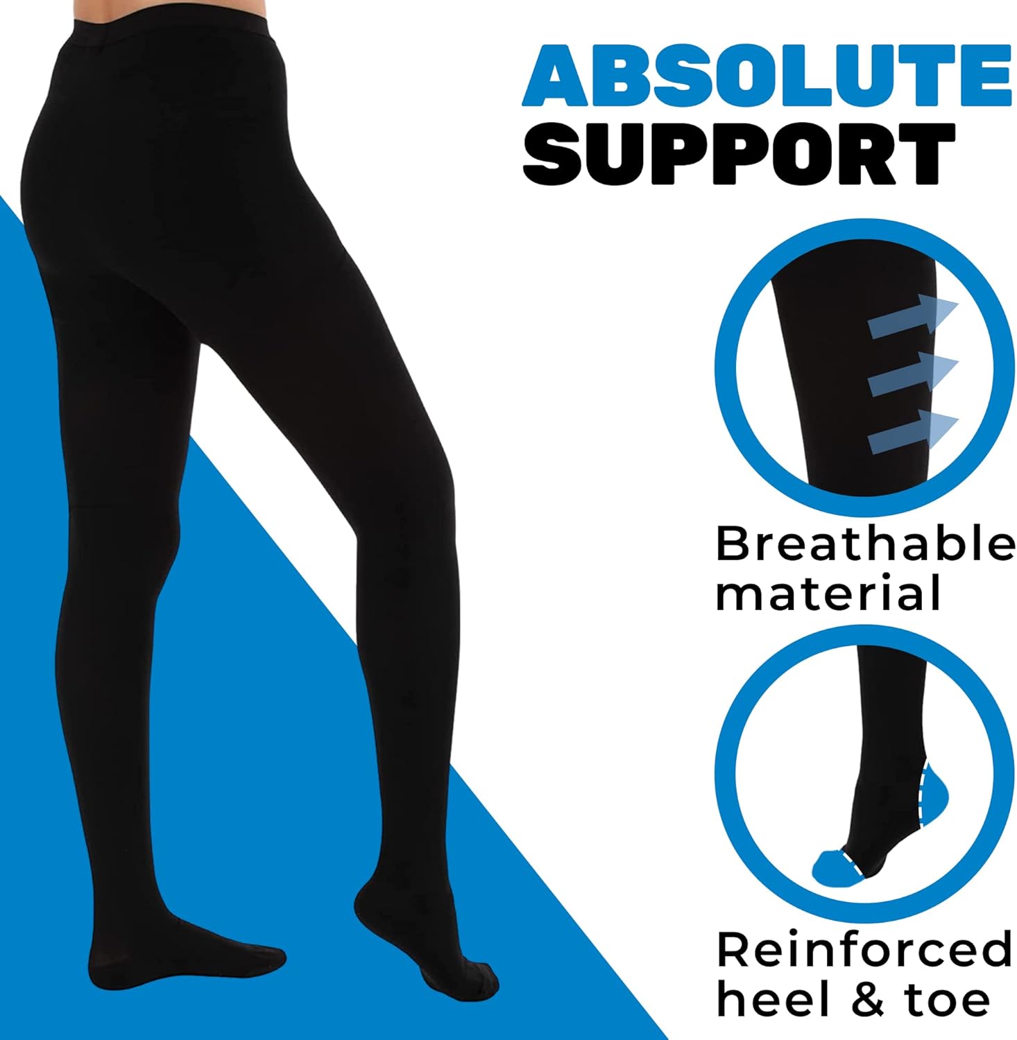 (4 Pairs) Opaque Compression Stockings Pantyhose Women 20-30mmHg for Circulation - Firm Graduated Support Hose for Ladies - Hi Waist Tights - Beige & Black, Small