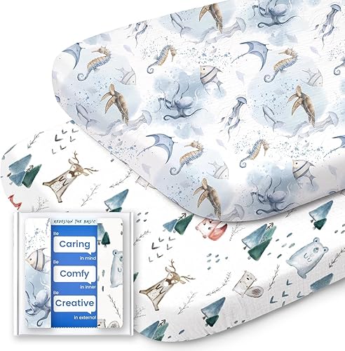 Miniatura 8 de Pack N Play - Sábanas de ajuste regular, sábanas ultrasuaves para colchón de paquete y juego, sábanas elásticas para cuna tamaño estándar, sábanas