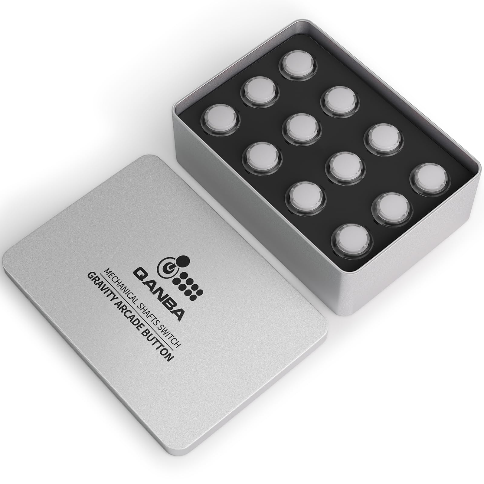 Qanba Gravity KS Mechanical Shafts Silent Pushbutton 24mm Snap-in (Boxed (Clear White E02(12 pcs)