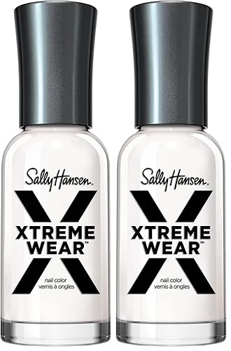 Sally Hansen Xtreme Wear Esmalte de uñas, sin rayas, acabado brillante, color de uñas de larga duración, color blanco, 0.4 onzas líquidas (paquete