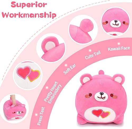 Miniatura 2 de Auspicious beginning Animal de peluche de oso rosa de 16 pulgadas, oso de peluche de oso de corazón rosa, lindo oso de anime, peluches de panda,
