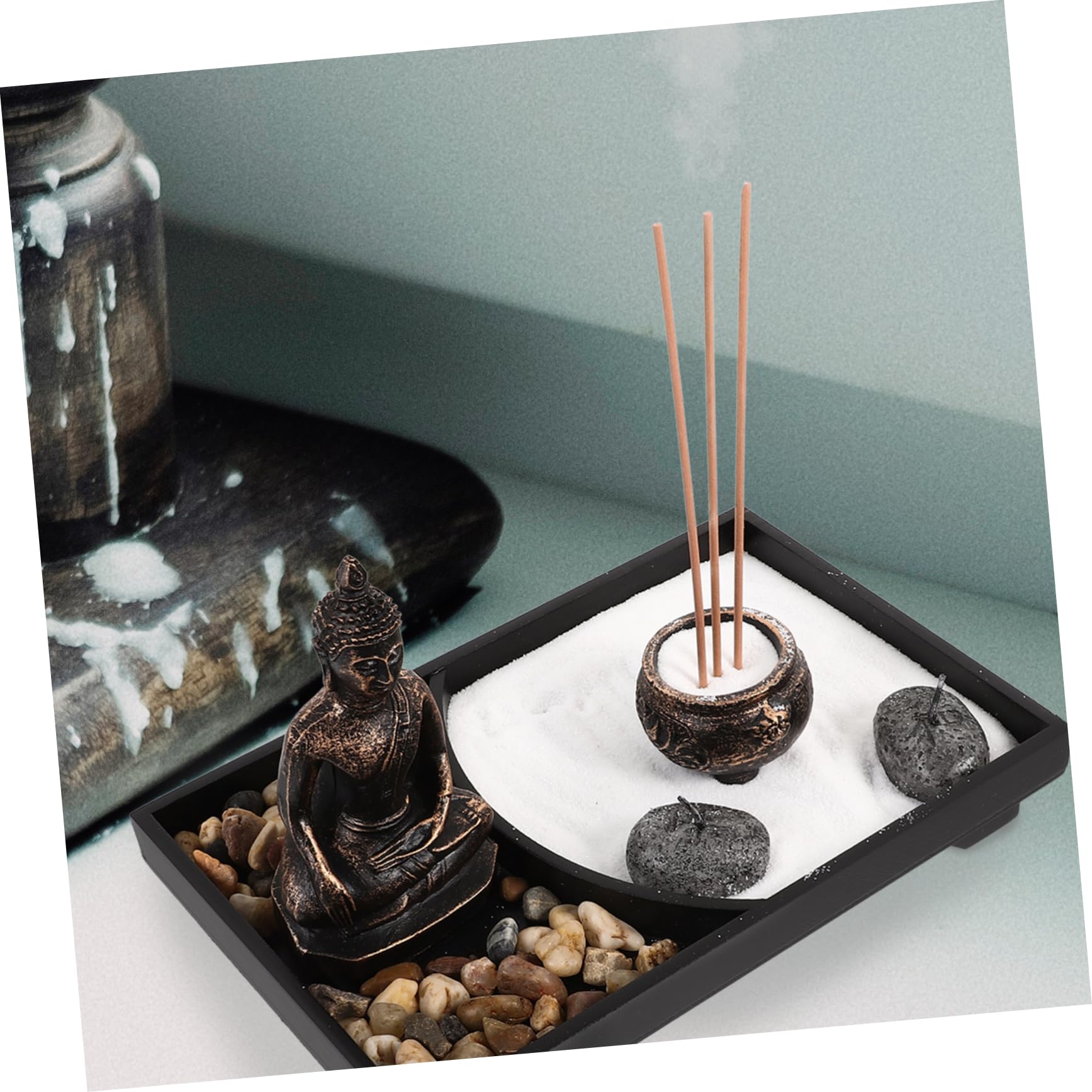 Garneck Porta Incensi Statua Buddha Nero in Legno e Resina, Decorazione Zen per Casa e Studio, Atmosfera Მშვიდ?