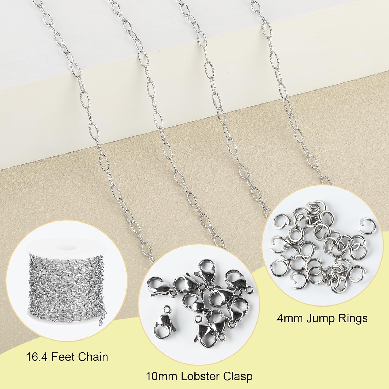 SMYHTGLIF 5 Meters Silver Oval Embossed Paperclip Jewelry Making Chains Stainless Steel Chain for Jewelry Making DIY Craft Chain Bulk Jewelry Findings - Image 2