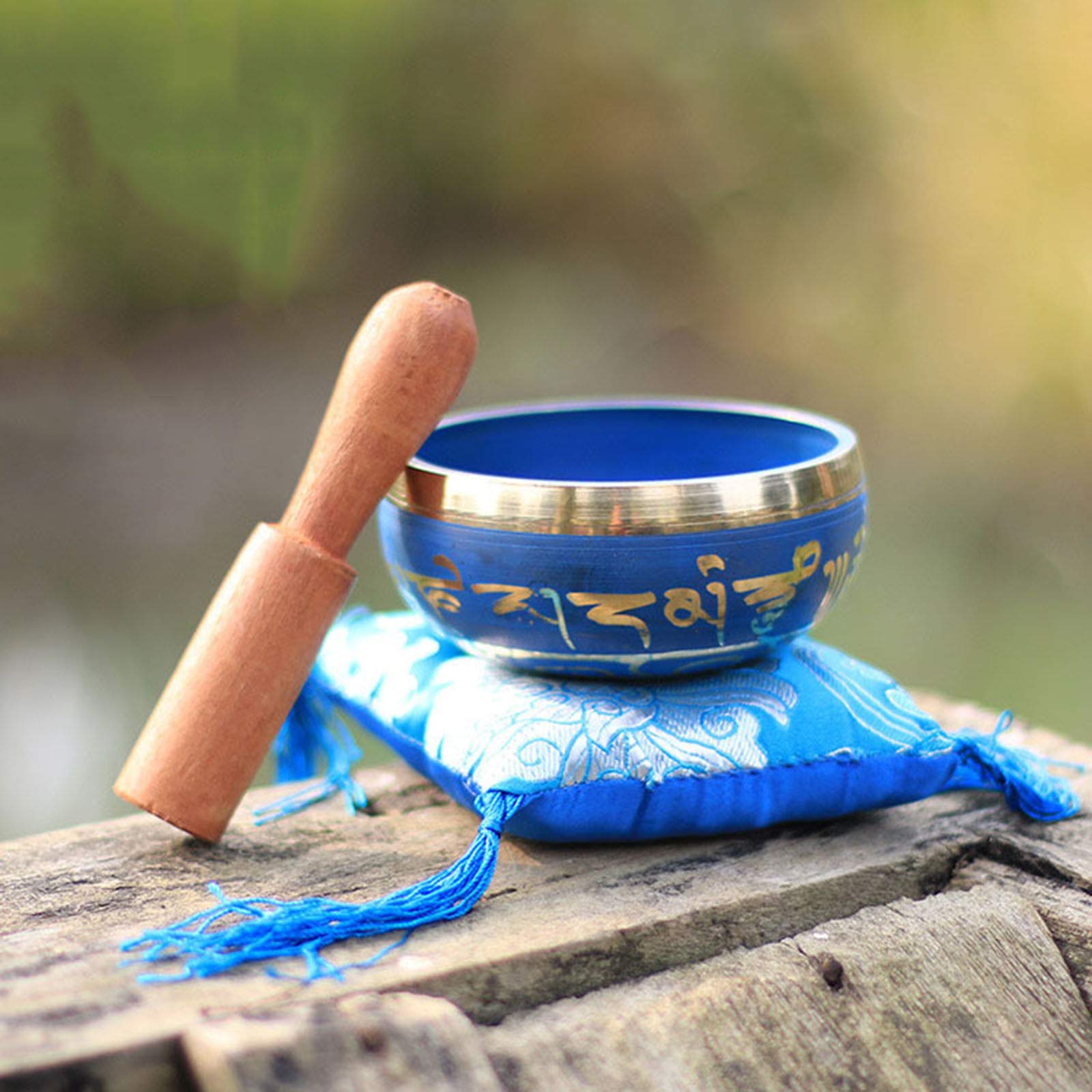 Bâton Maillet Feutré Acajou Pour Bol Chantant Tibétain - 28cm, Toucher Doux, Relaxation, Méditation (bleu Chakra Ajna)