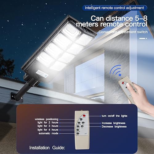 Miniatura 3 de Luces solares para exteriores, luces LED de 500 W con sensor de movimiento, con control remoto, luces de pared de seguridad solar IP66 Waterpro
