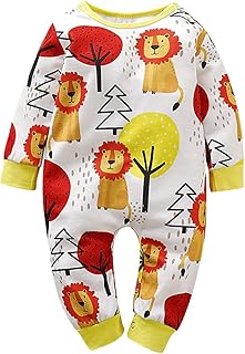 Borlai Baby,Clothing,Baby Boys 0-24m,Bodysuits & One-Pieces,Rompers Borlai Newborn Fashion Clothes Cartoon Lion Tree Print Outfit Long Sleeve Bodysuit Onesies 0-18M