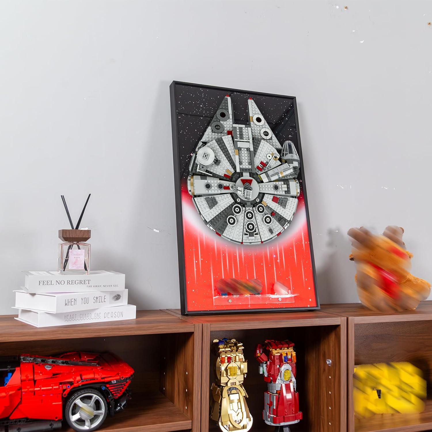 Display Wallboard Compatible with Lego Star Wars Millennium Falcon 75257 Building Set, Adult Collectible Wall Mount for Home & Office Décor, Space-Saving Display Accessory (No Model)