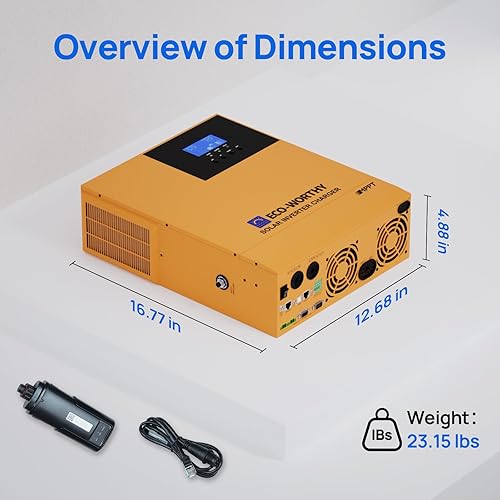 Miniatura 8 de ECO-WORTHY Cargador inversor híbrido solar de 5000 W, convertidor paralelo múltiple de 48 V CC a 120 V-240 V CA, controlador de carga MPPT integrado