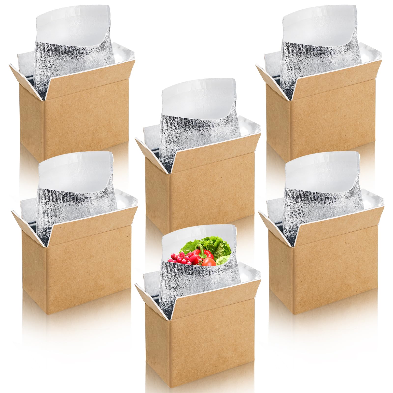 ZEAYEA 6 Pack Small Insulated Shipping Boxes with Aluminum Foil Liner, Insulated Carton for Frozen and Hot Food, Reusable Foam Cooler Mailing Box for Travel Mailing Packing Shipping, 8.3" x 4.4" x 6"