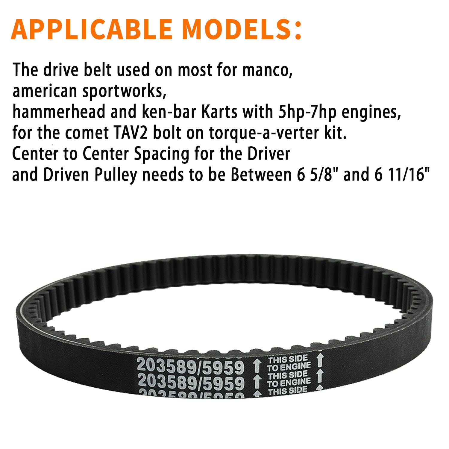 203589/5959 Go Kart Belt BLACKHORSE-RACING Go Kart Drive Belt