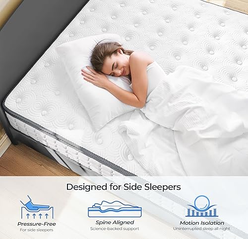 Miniatura 2 de Vesgantti Colchón Full Size, colchón híbrido Full de 10 pulgadas en una caja, colchones de cama doble con parte superior acolchada, colchones de