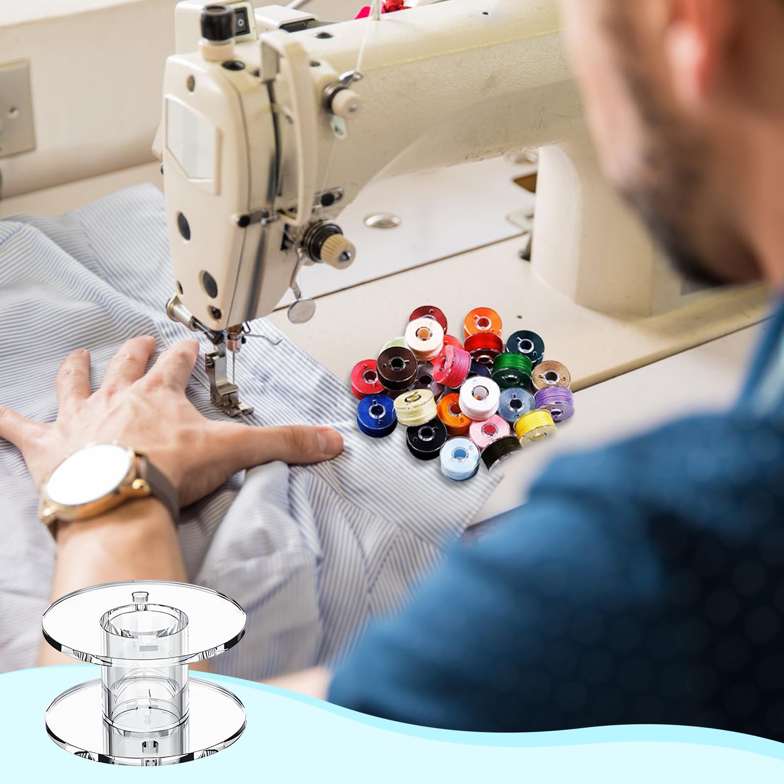 TCPENG 25 Bobine Per Macchina Da Cucire In Plastica Trasparente, Universali, Con Scatola Portaoggetti