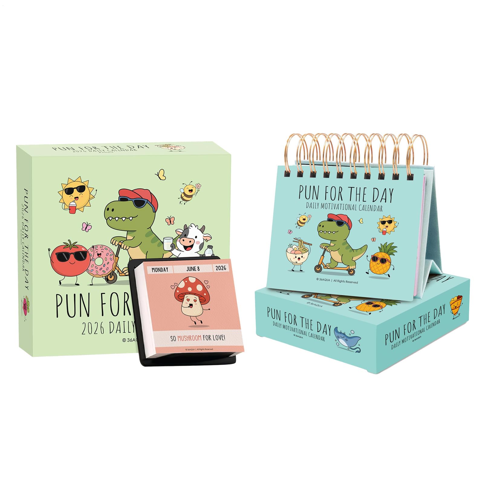 2 Pieces Motivational Calendar 2026, A Pun A Day Calendar 2026, Positive Daily Quotes For Desk Funny, Mindfulness Perpetual Calendars, Affirmation Gift For Women Men Teacher Home School Work Desktop