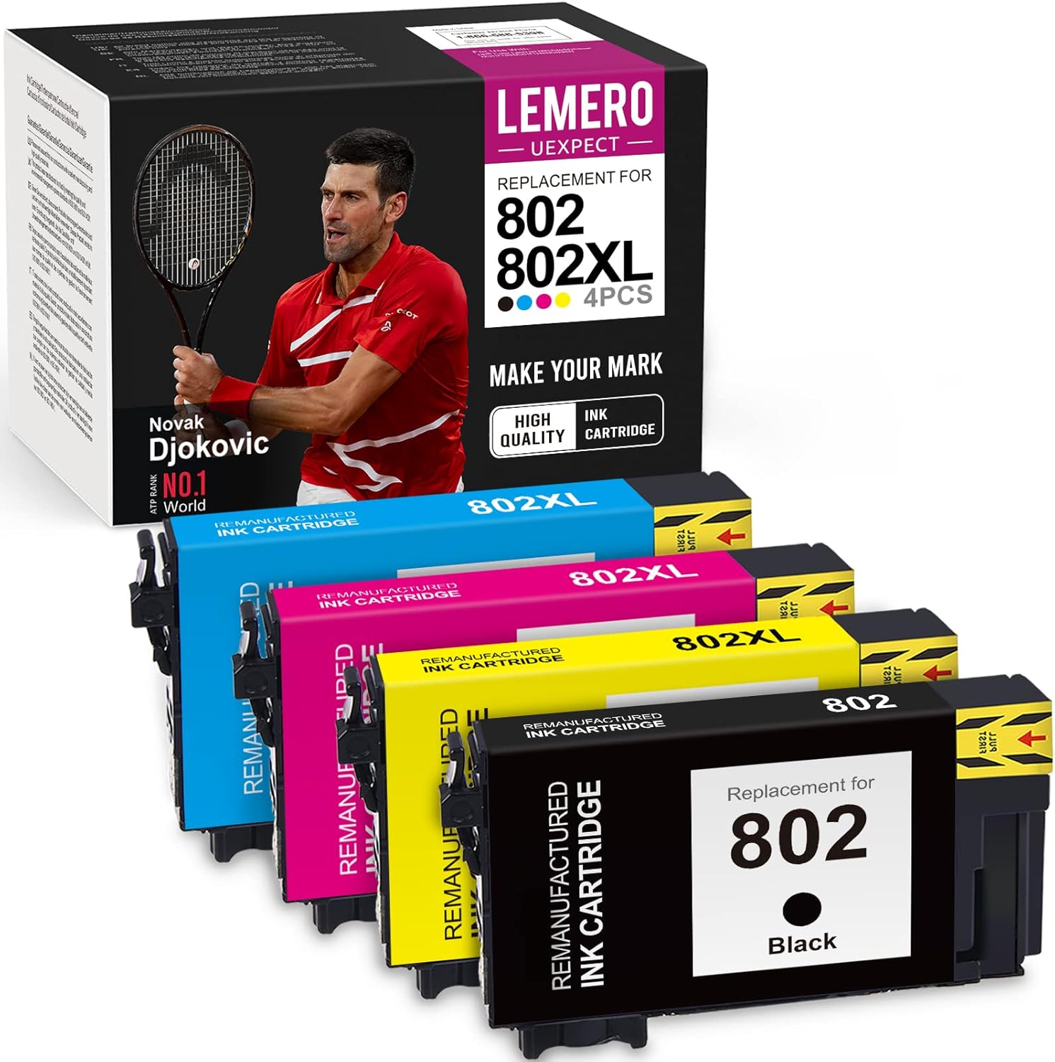 Flаѕh Dеаlѕ - 80% оƒƒ LemeroUexpect Remanufactured Ink Cartridge Replacement for Epson 802-BCS 802XL T802XL for Workforce Pro WF-4730 WF-4734 WF-4740 WF-4720 EC-4020 EC-4030 EC-4040 Printer (Black Cyan Magenta Yellow, 4P)
