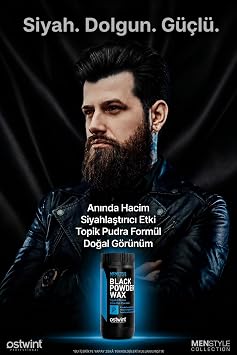 Ostwint Professional Siyahlaştırıcı Şekil Verici Topik Etkili Pudra Black Powder Wax – 20 gr Dolgun görünüm, güçlü şekillendirme ve doğal siyah etki tek üründe.