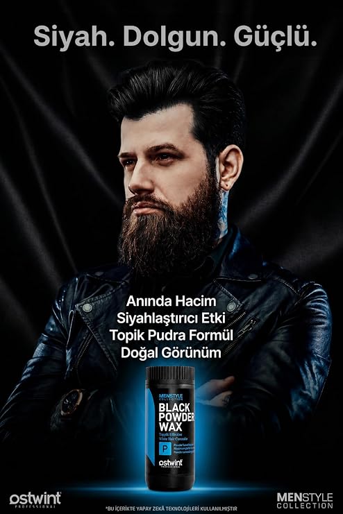 Ostwint Professional Siyahlaştırıcı Şekil Verici Topik Etkili Pudra Black Powder Wax – 20 gr Dolgun görünüm, güçlü şekillendirme ve doğal siyah etki tek üründe.