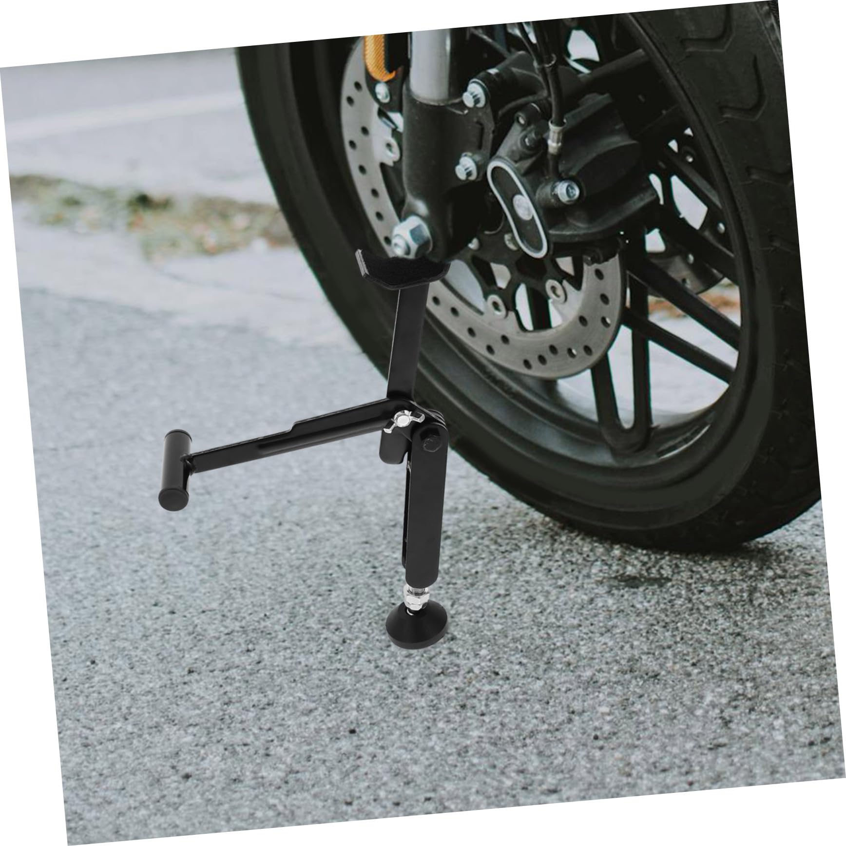 Cavalletto Sollevatore per Ruota Moto Pieghevole Portatile Nero