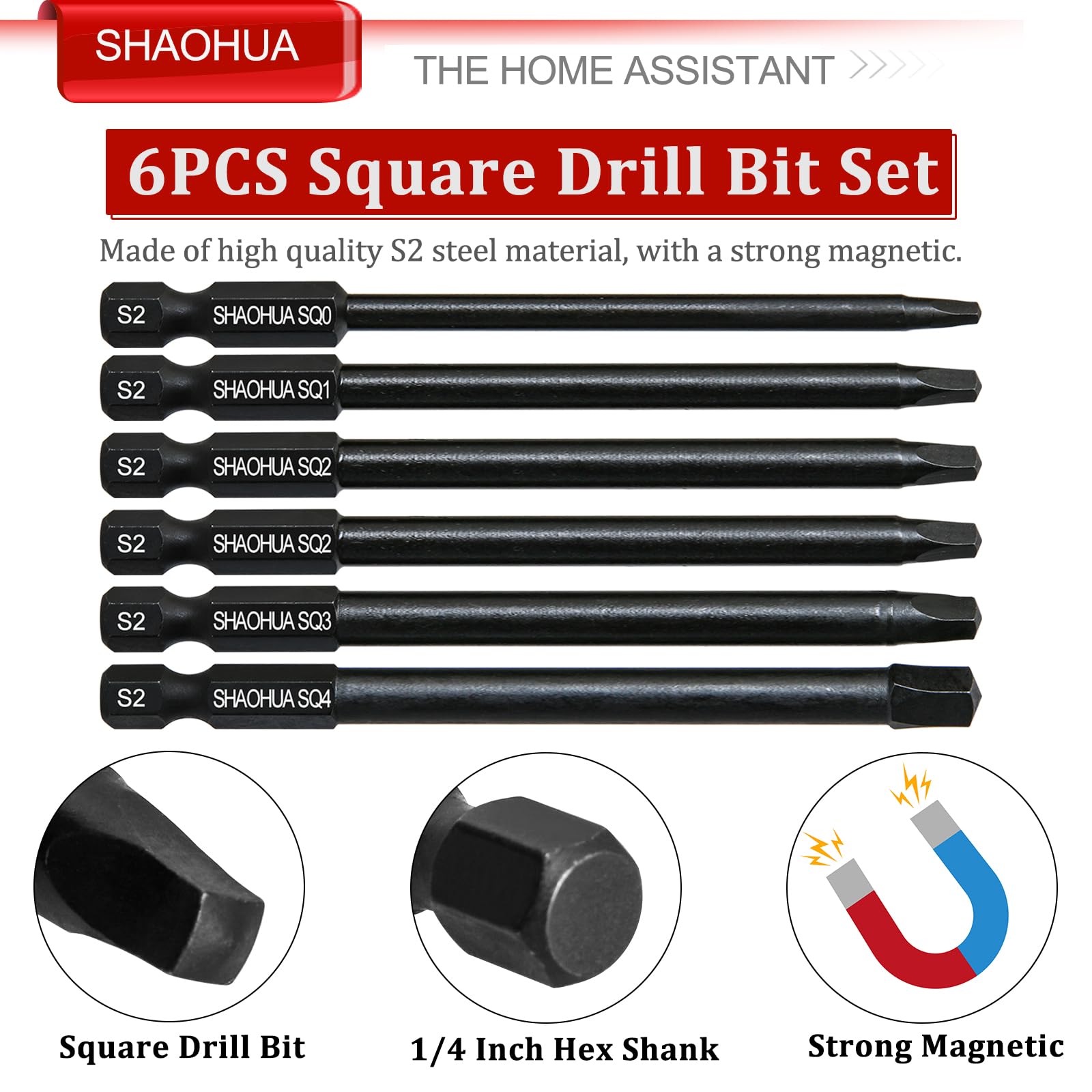 Amazon | SHAOHUA スクエアドライバービットセット 6個セット