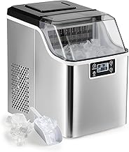 CO-Z Macchina Ghiaccio 22kg/24 Ore Fabbricatore Ghiaccio 24 Cubetti in 11-20 Minuti Macchina per Ghiaccio in Acciaio Inossidabile con Autopulente LCD Pannello per Casa Ufficio Bar Ristorante