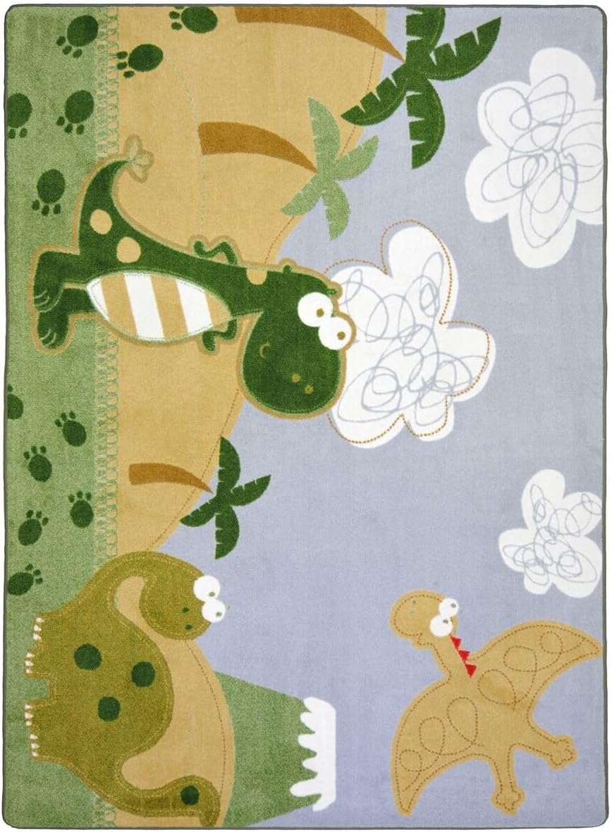 Joy Carpets Just for Kids Dino Fun Kids Rug Rug Size: 5'4" x 7'8"