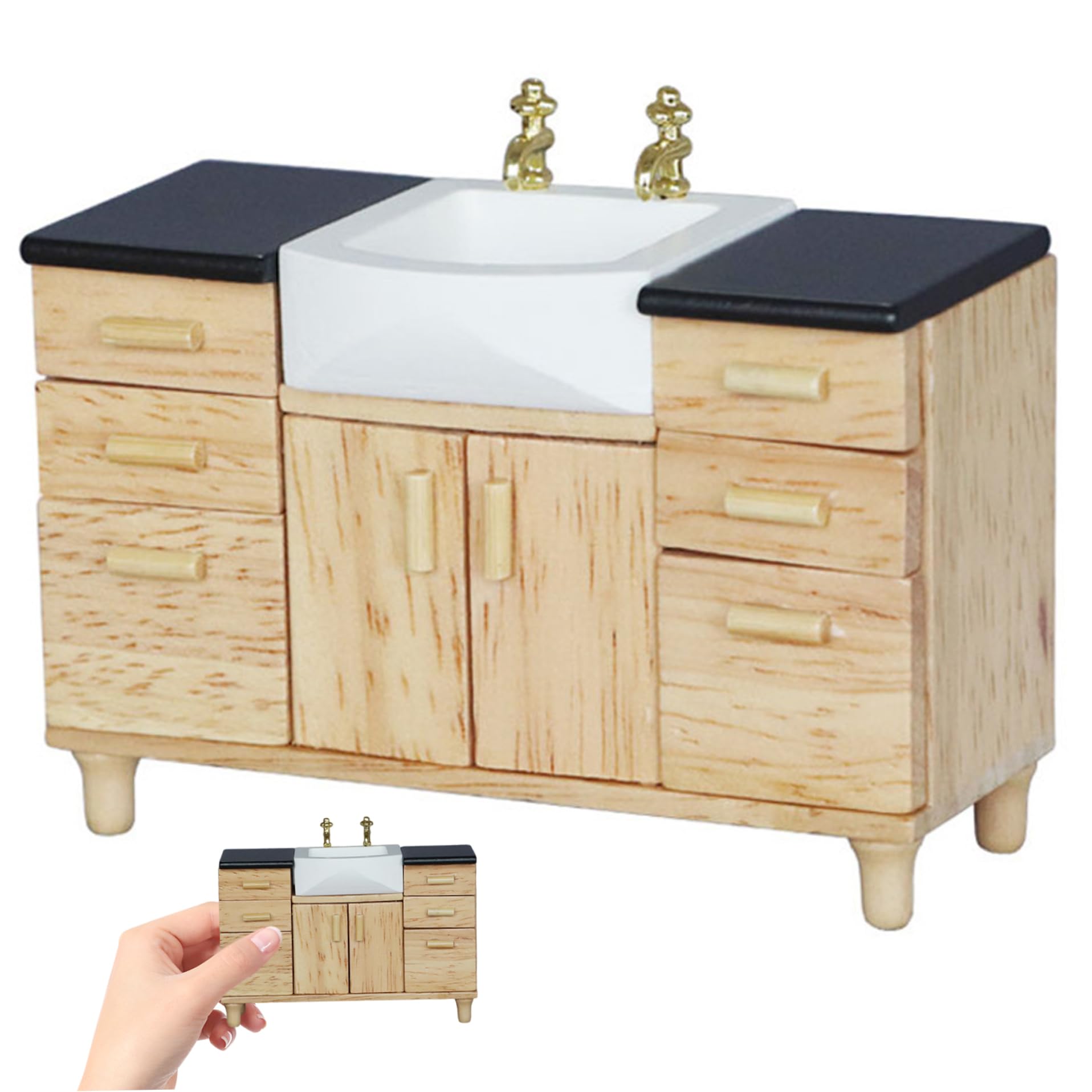 Juego de baño para casa de muñecas en madera escala 1 12 7