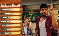 Vista 3 de Juego de 6 dardos de punta de acero – Dardos profesionales para diana – incluye barriles + ejes de plástico/aluminio + juntas tóricas + vuelos +