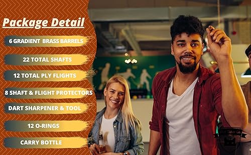 Miniatura 3 de Juego de 6 dardos de punta de acero Dardos profesionales para diana incluye barriles + ejes de plásticoaluminio + juntas tóricas + vuelos +