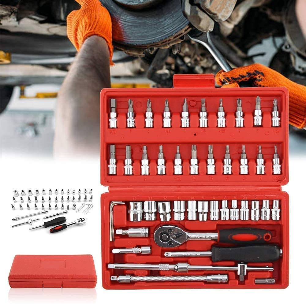 Nikrim™46 in 1 Pcs Tool Kit & Screwdriver and Socket Set Multi Purpose Combination Tool Case Precision Socket Set