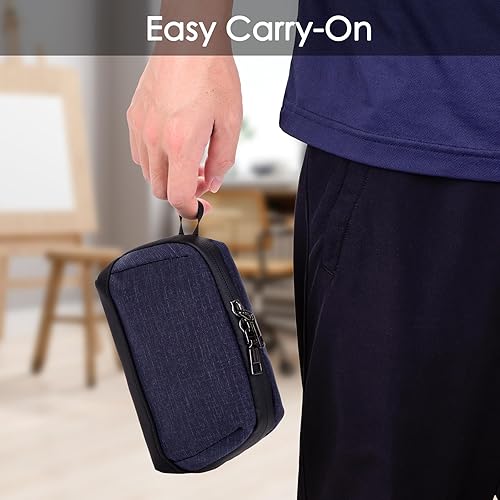 Miniatura 5 de DDgro Mini bolsa organizadora de artículos electrónicos de viaje, conveniente y elegante estuche de almacenamiento (cuadros azul-mini)