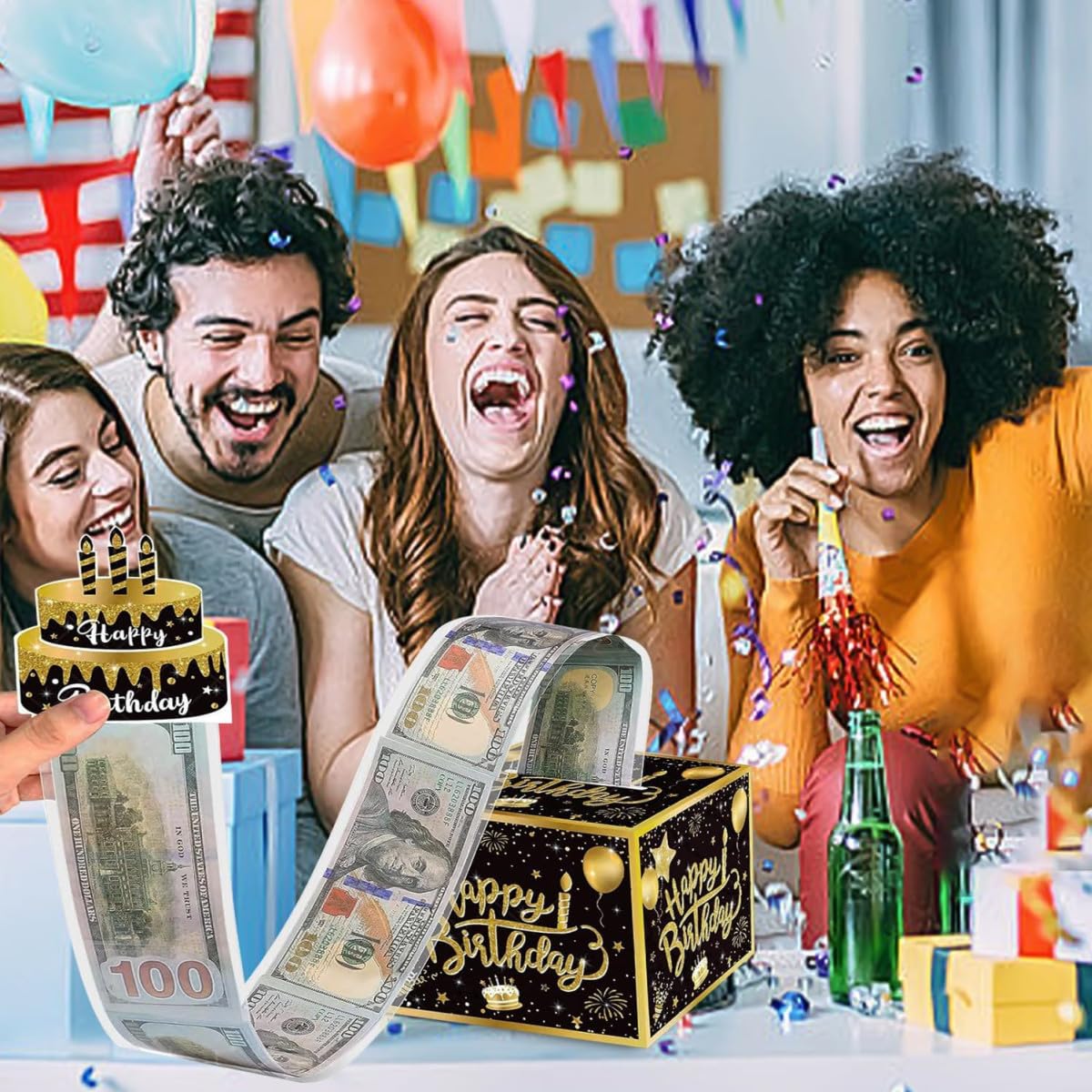 Tirelire D’anniversaire Avec Mécanisme Coulissant – Boîte à Surprise Transparente – Pour Cadeaux D’argent Ou Cartes – Bleu, Rose, Ou Style Gaming