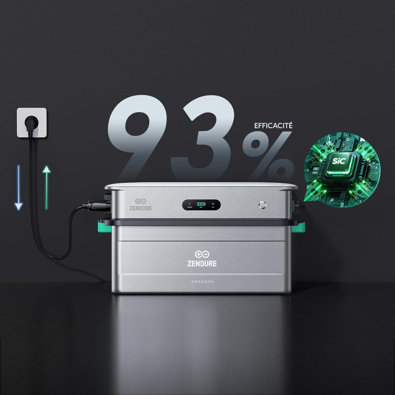 Zendure SolarFlow 2400 AC, Gestion de Puissance Couplé IA AC Système, Gestion du Stockage d'Énergie Domestique, Entrée AC et Sortie 2400W, 17,28kwh Capacité Extenable, TOU, 3*AB3000X Batterie