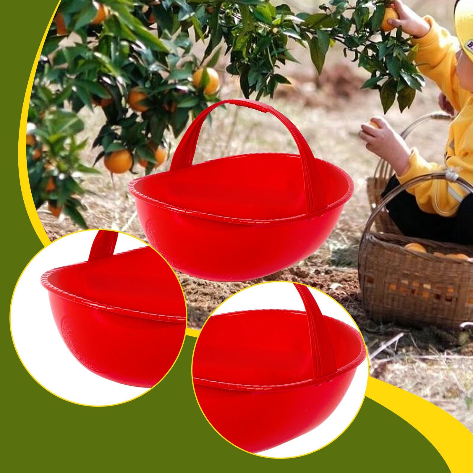 Gralara Cesta de Recolección Multiusos con Mango Ergonómico, para Jardinería, Césped Y Hortalizas.