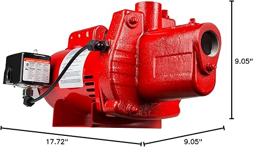 Miniatura 10 de Bomba de chorro Red Lion RJS-50-PREM para pozos poco profundos de hierro fundido Rojo 602207