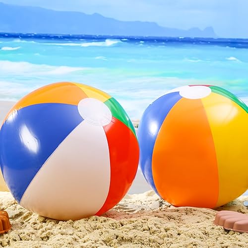 Miniatura 4 de AMOR PRESENT 7 bolas de playa a granel, bolas de playa inflables de 12 pulgadas, bolas de piscina a granel para decoración de fiestas temáticas