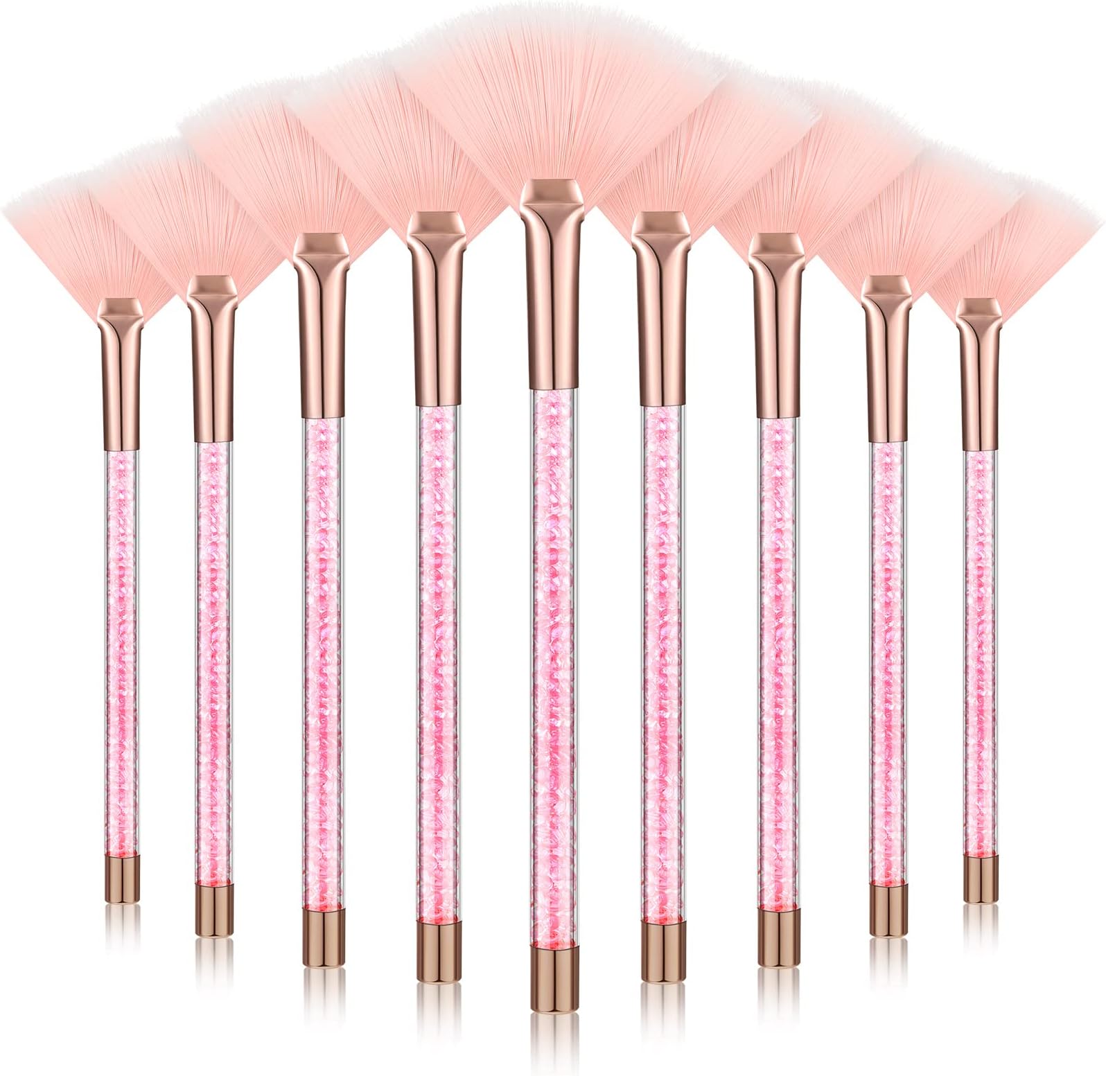 9 Pieces Facial Fan Mask Brushes, Soft Facial Applicator Brushes Tools for Peel Glycolic Makeup for Mud Cream(Pink)