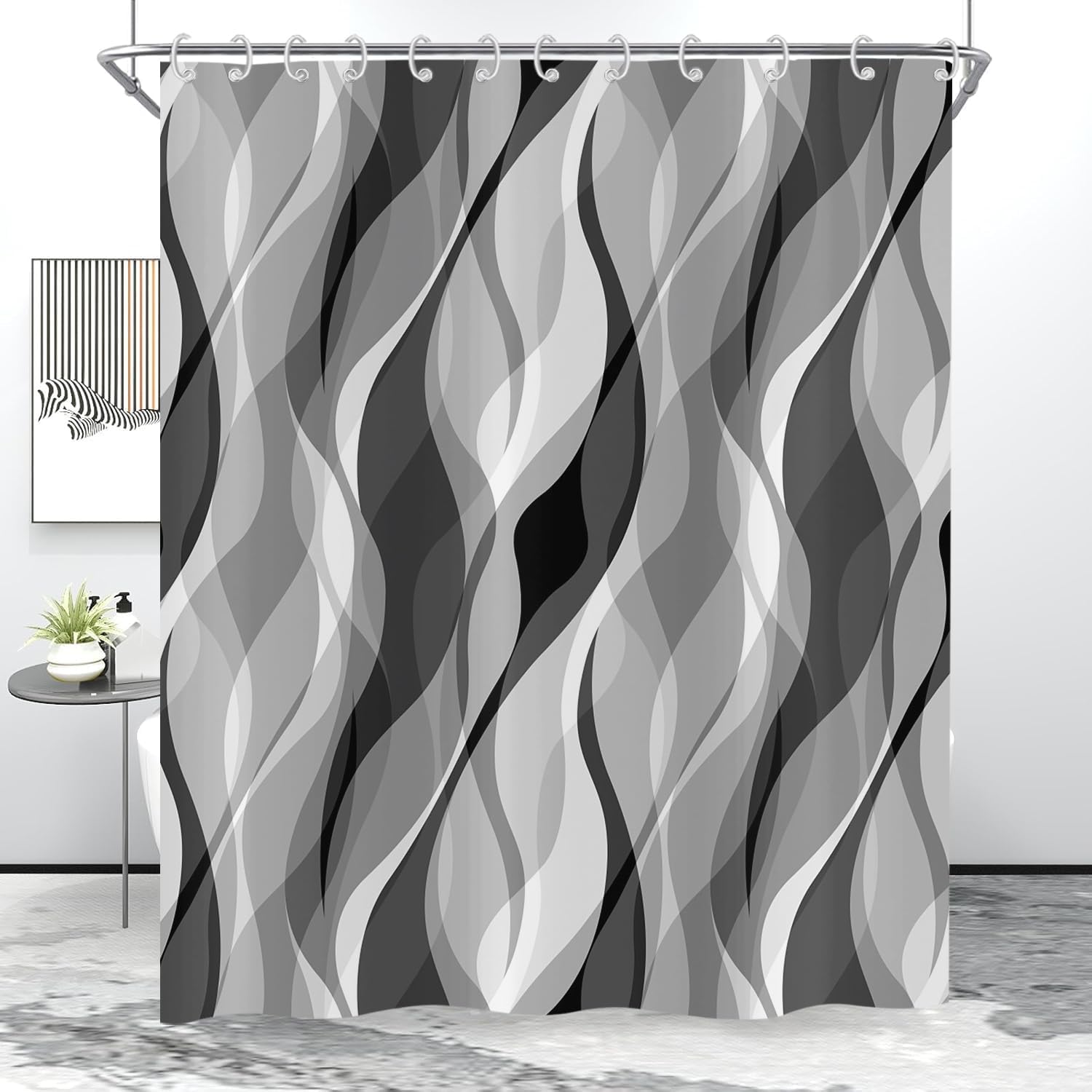 Rideau de douche moderne abstrait pour transformer l'ambiance de votre salle de bain