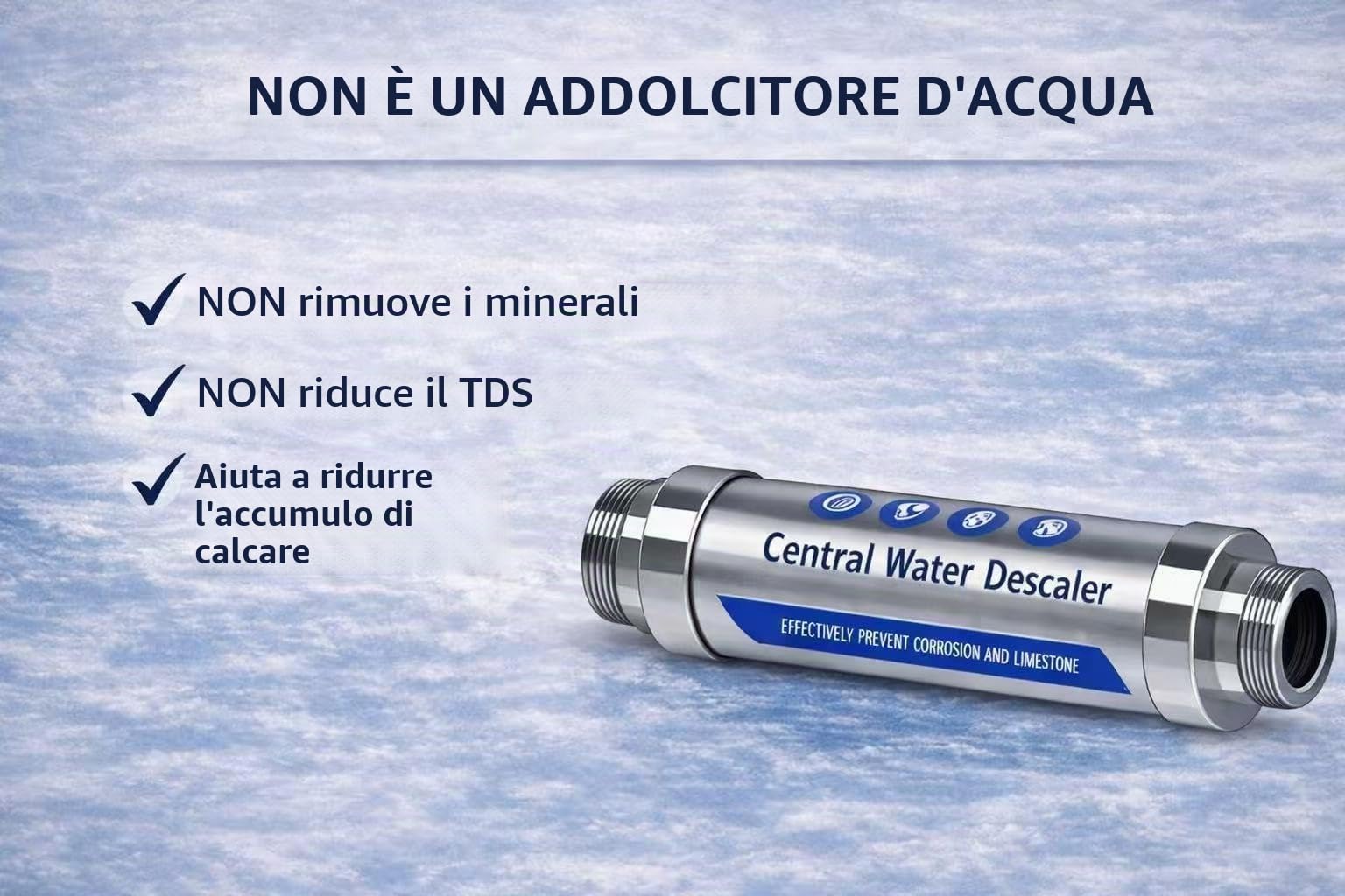 Addolcitore d'acqua, per prevenire il calcare in tutta la casa, anticalcare, filtro dell'acqua, detergente, per uso domestico con doccia, lavastoviglie e scaldacqua solare (G 3/4")