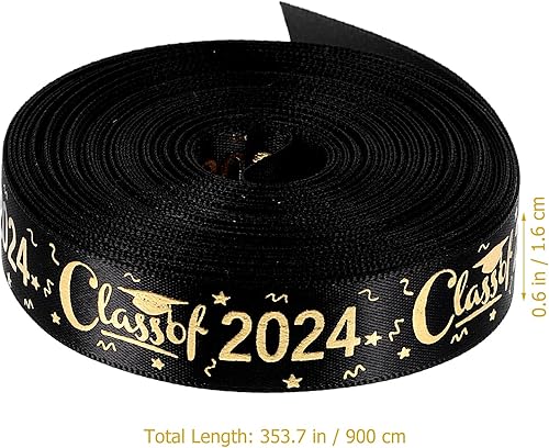 Miniatura 2 de LUOZZY 2 rollos de cinta decorativa de la clase de 2024 para decoración de pasteles de graduación, cinta de regalo de graduación para manualidades