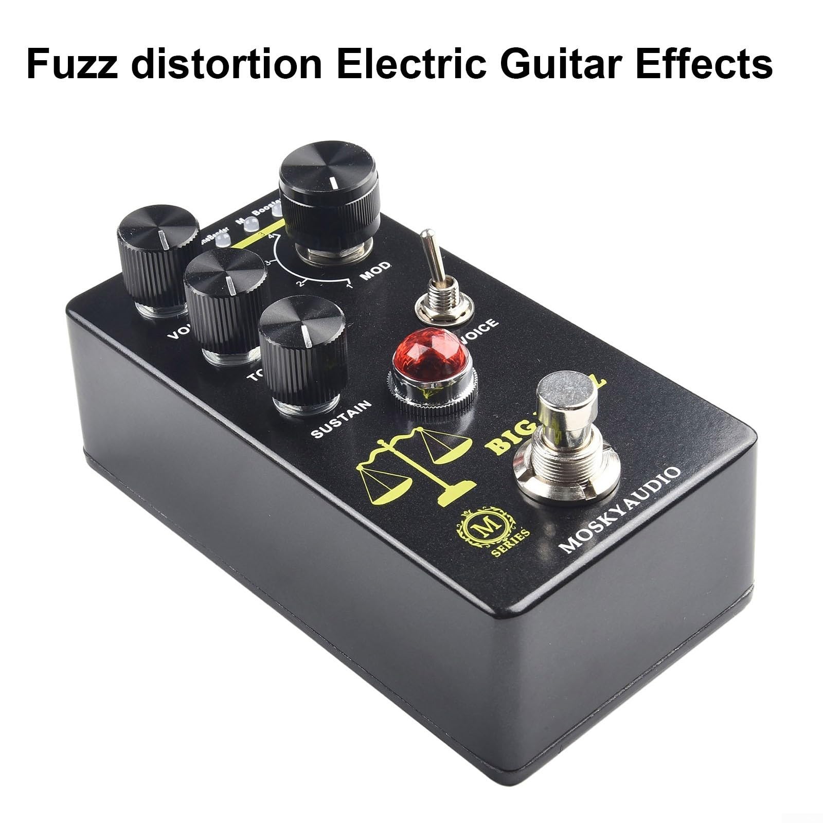 Pedal Fuzz de guitarra eléctrica con distorsión de estilo Big Muff | Perilla de selección de 4 modos para tono de volumen | Fuente de alimentación DC9V | Procesador de efectos negros